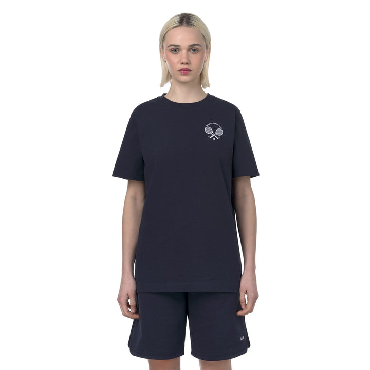 T-shirt unisex blu navy con parte superiore in cotone 5
