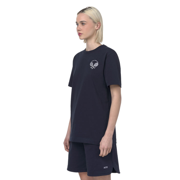 T-shirt unisex blu navy con parte superiore in cotone 6
