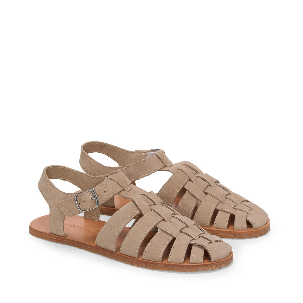 Unisex Beige Sandals with Suede Upper 02