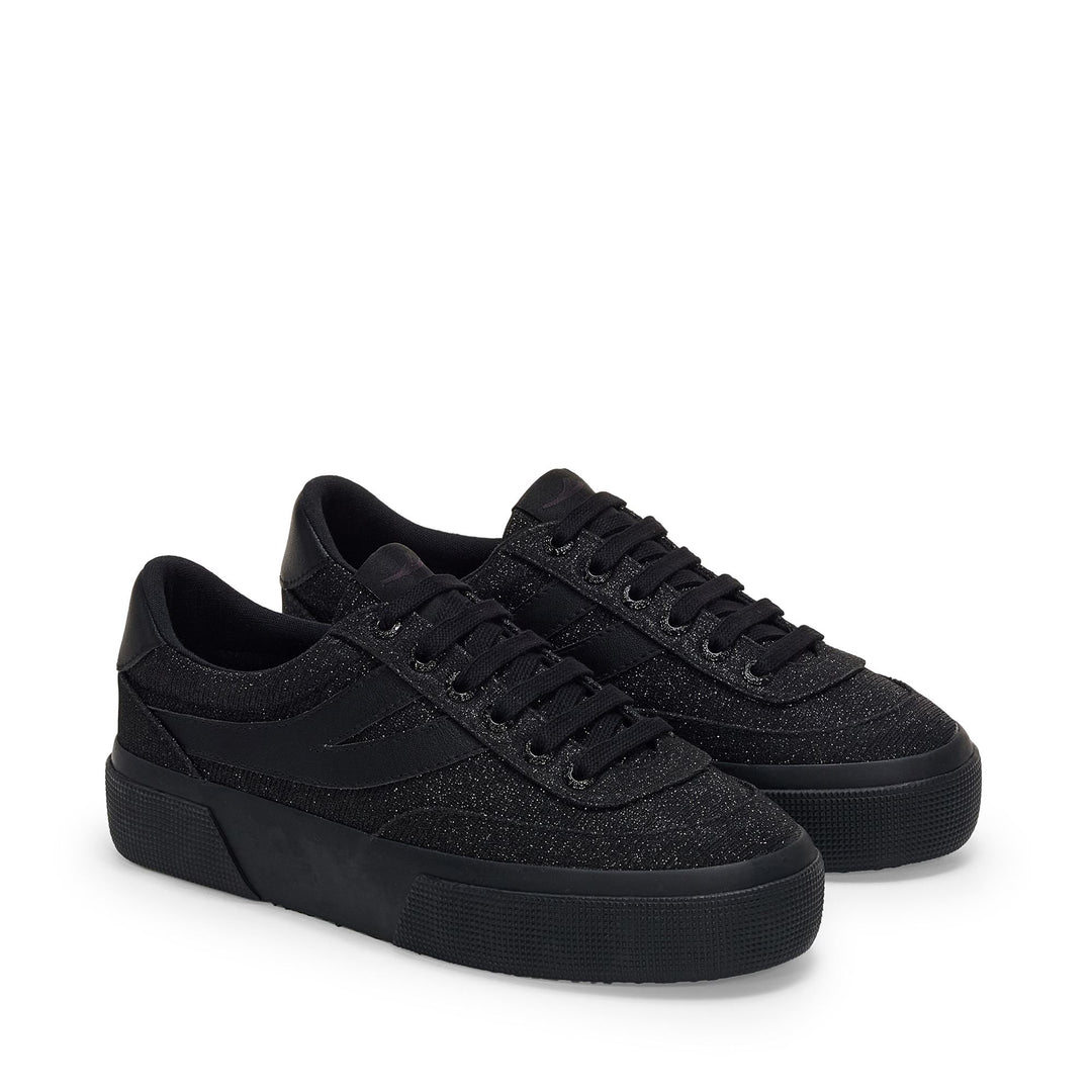 Woman's Platform Black Sneakers with Jersey Upper main