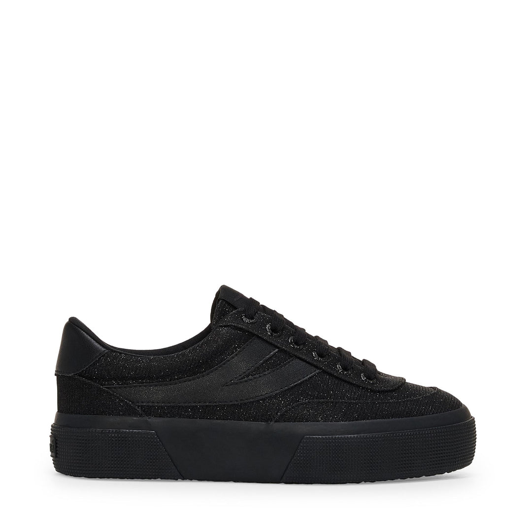 Woman's Platform Black Sneakers with Jersey Upper 01
