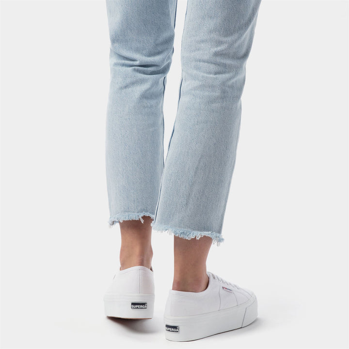 Woman's Platform White Sneakers with Cotton Upper 7