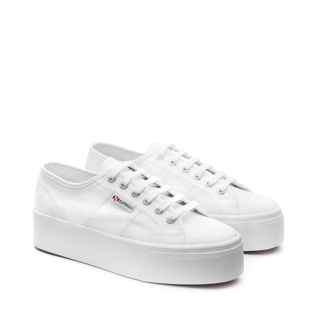 Woman's Platform White Sneakers with Cotton Upper main