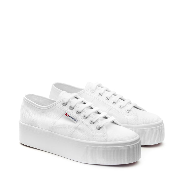 Woman's Platform White Sneakers with Cotton Upper 2