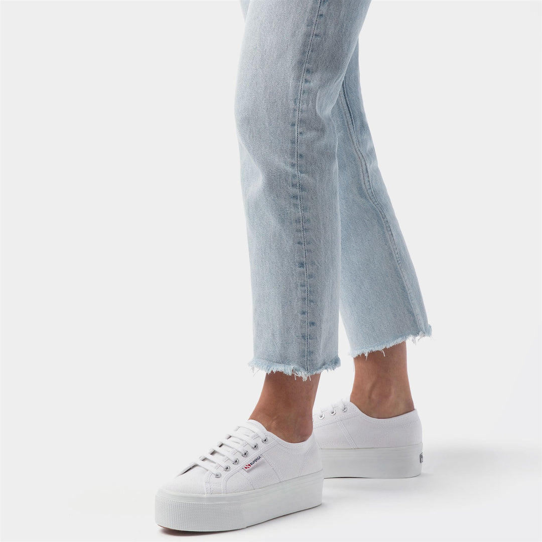 Woman's Platform White Sneakers with Cotton Upper main