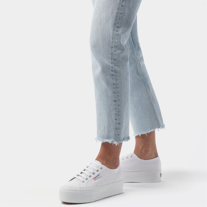 Woman's Platform White Sneakers with Cotton Upper 6