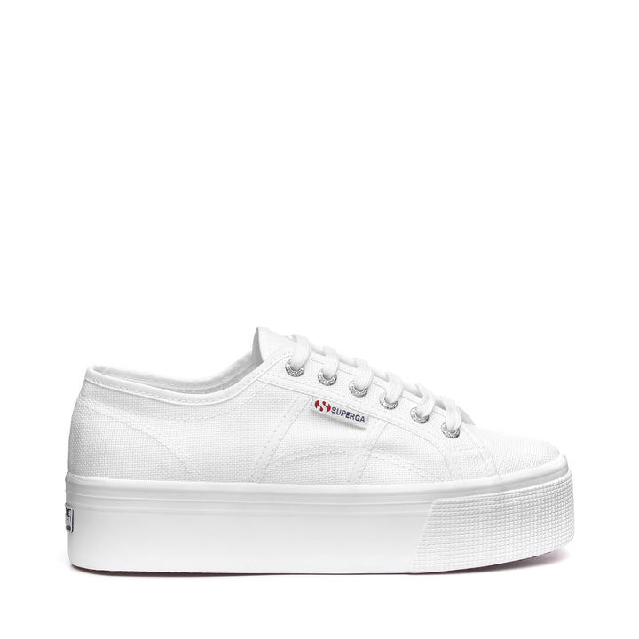 Woman's Platform White Sneakers with Cotton Upper 1
