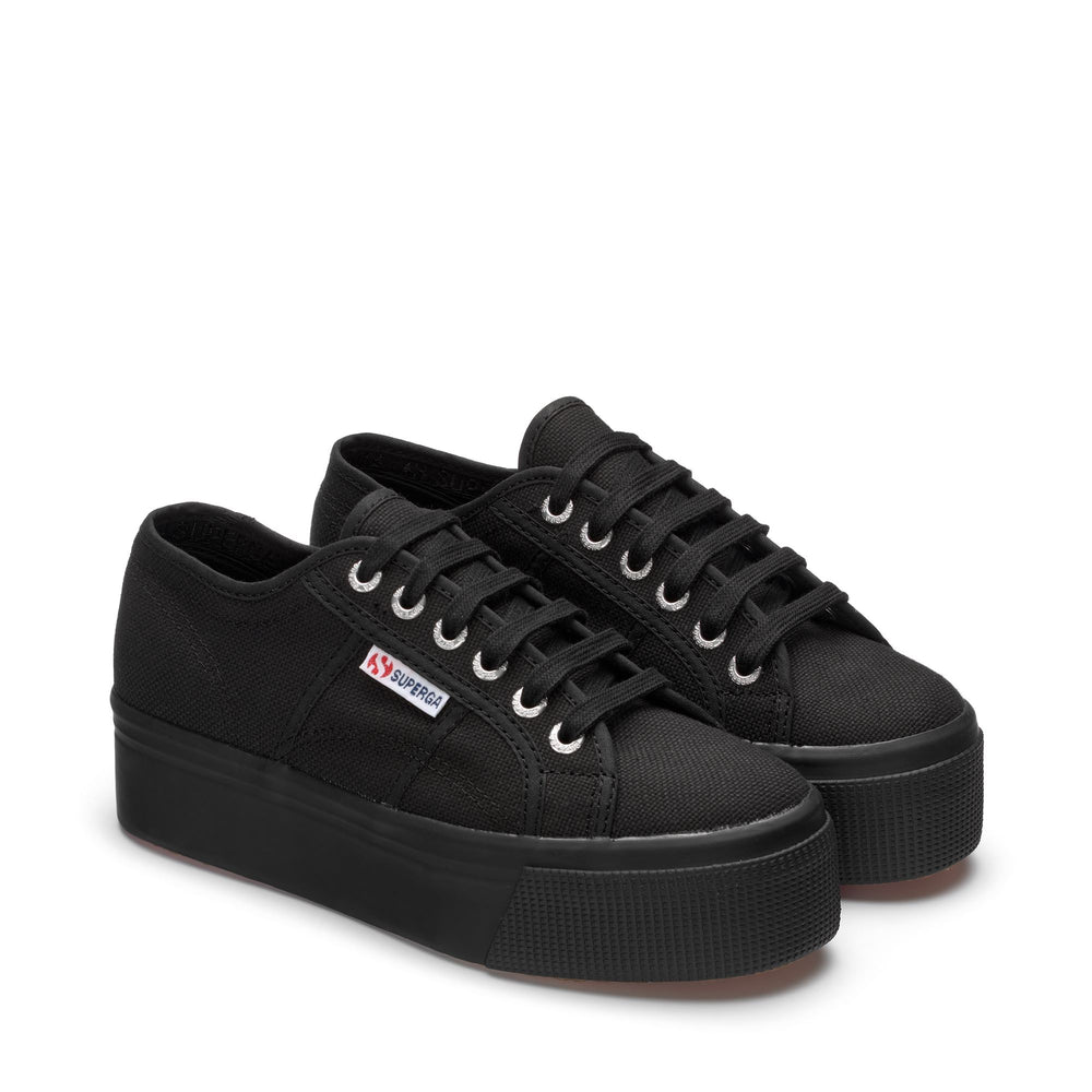 Woman's Platform Full Black Sneakers with Cotton Upper 02