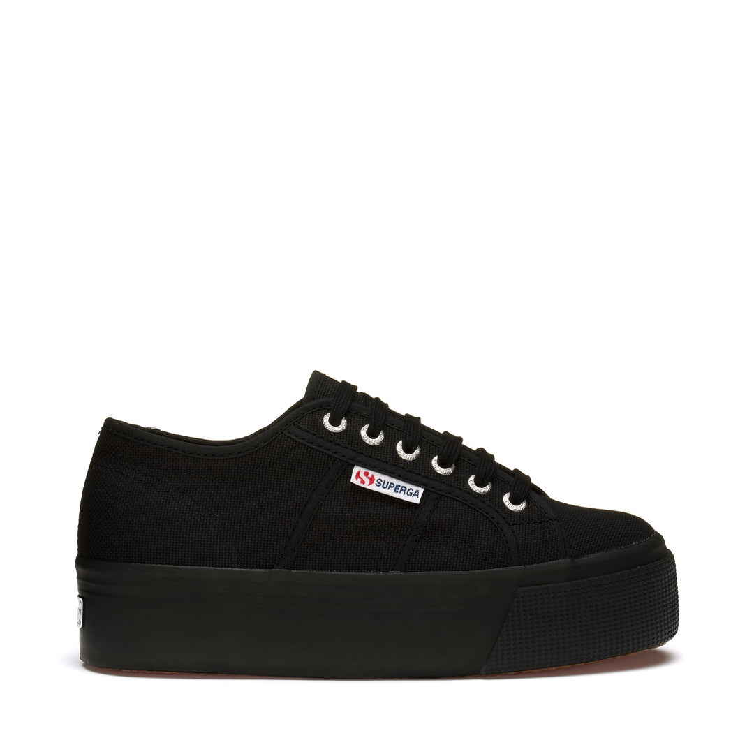 Woman's Platform Full Black Sneakers with Cotton Upper 01