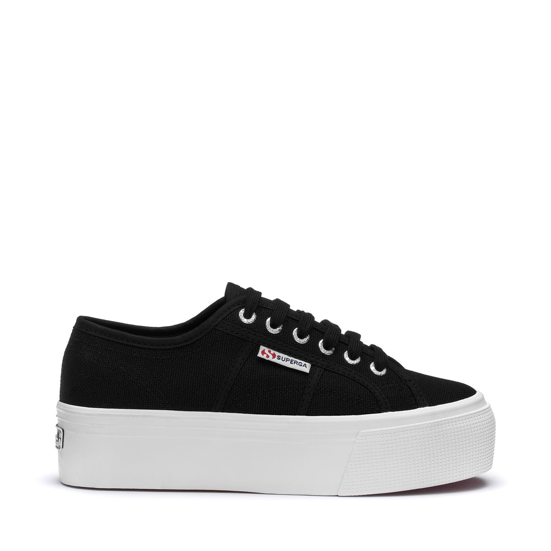 Woman's Platform Black Sneakers with Cotton Upper 01