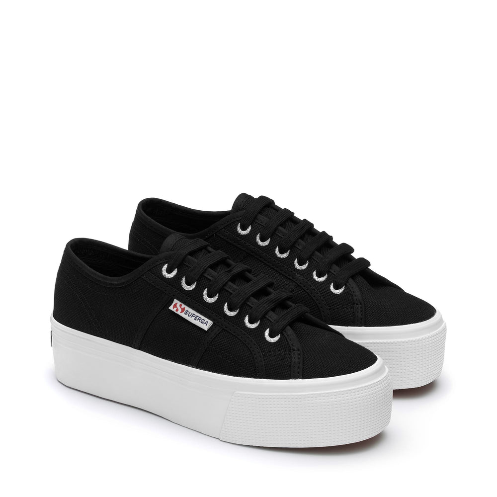 Woman's Platform Black Sneakers with Cotton Upper 02
