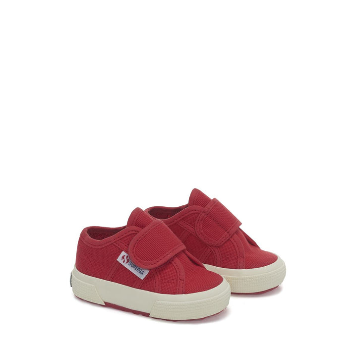 Children's Sneakers Red Color with Velcro and Cotton Upper 2