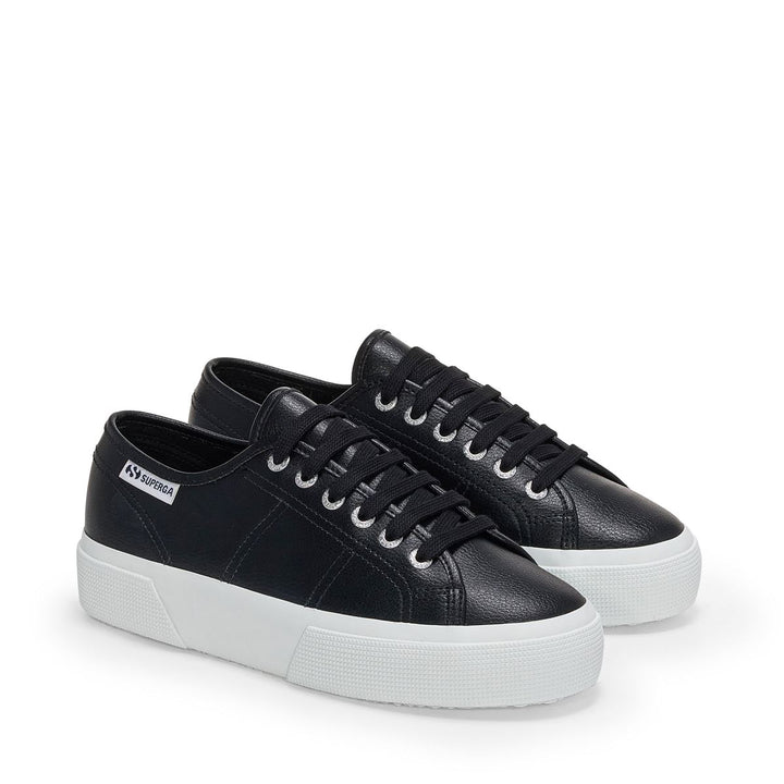 Schwarze Plateau-Sneakers für Damen mit Obermaterial aus Gummi 2