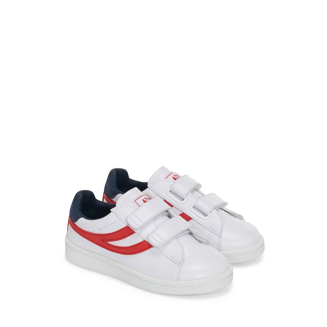Weiße Kinder-Sneaker mit niedrigem Schaft und Obermaterial aus Synthetik main