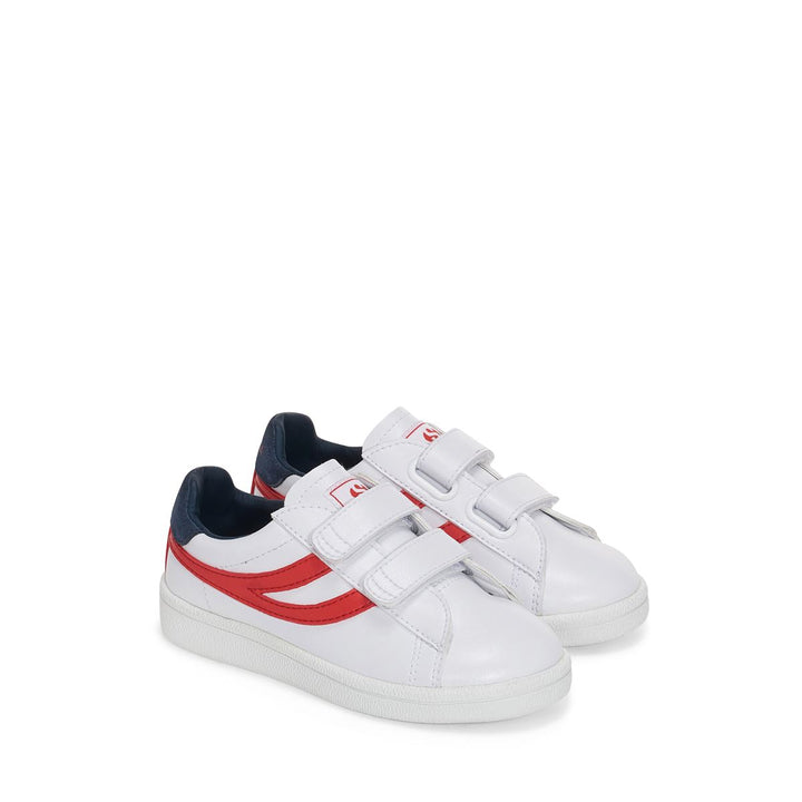 Weiße Kinder-Sneaker mit niedrigem Schaft und Obermaterial aus Synthetik 2